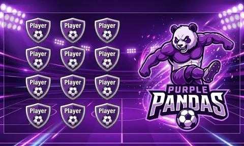 Purple Pandas Soccer AI image template