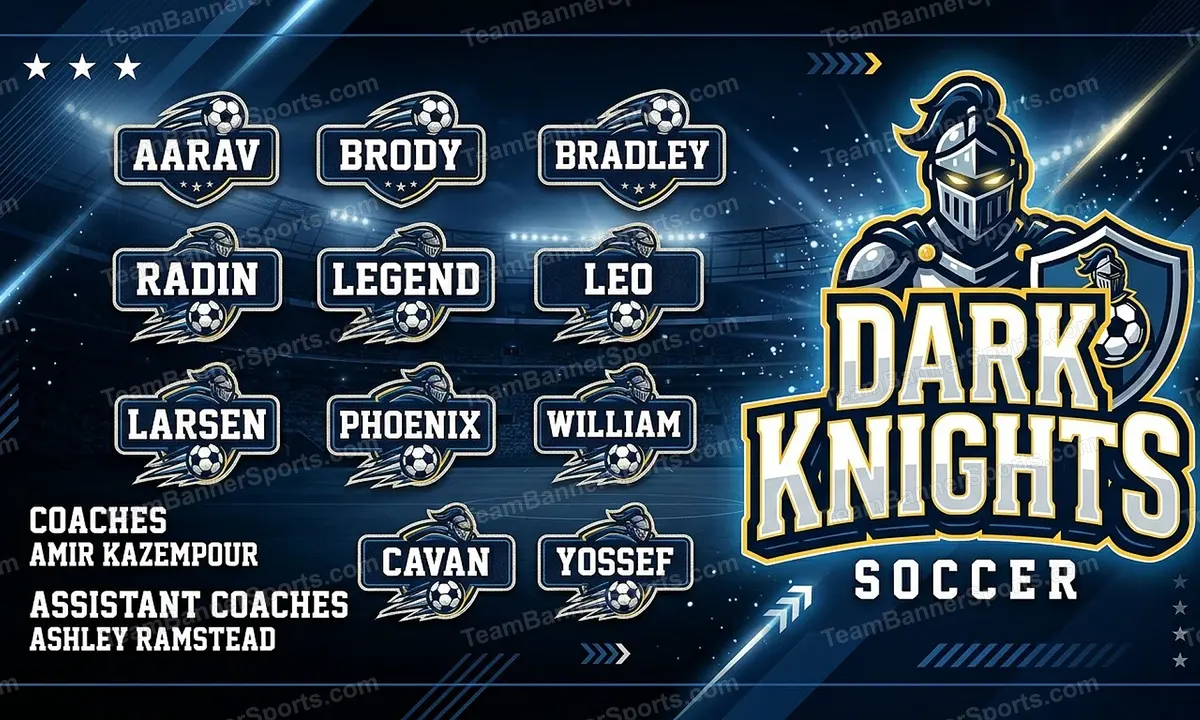 Dark Knights soccer team banner created with AI