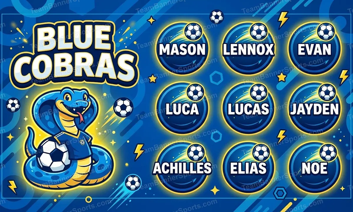 Blue Cobras soccer team banner created with AI