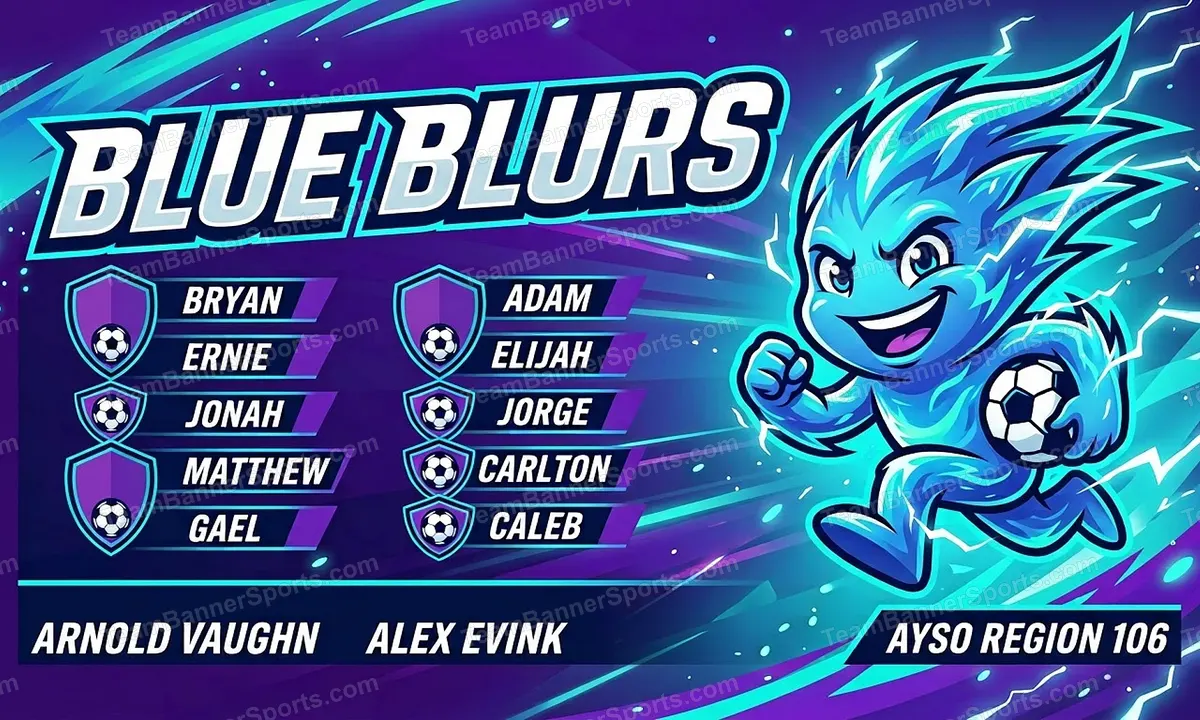 Blue Blurs soccer team banner created with AI