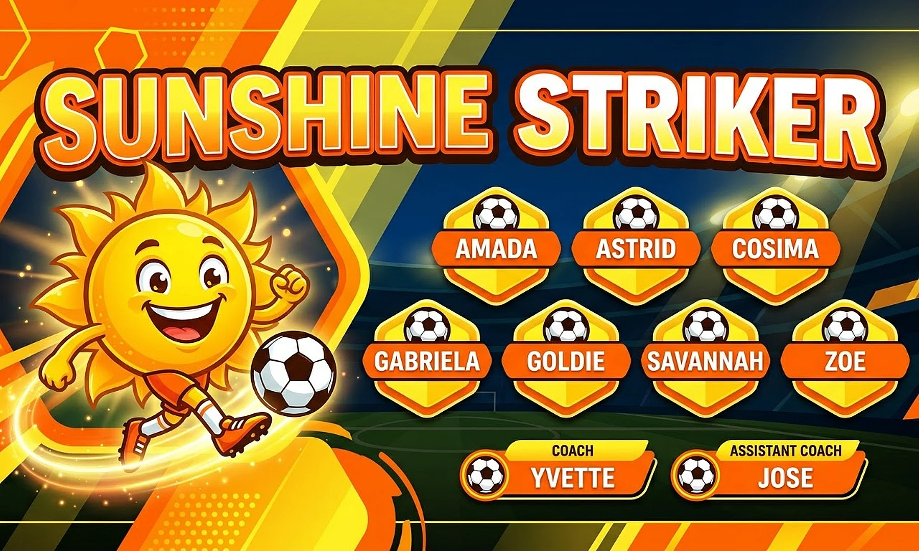 Sunshine striker soccer team banner created with AI