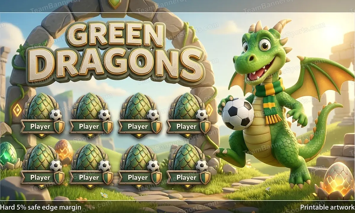 Green Dragons soccer team banner created with AI