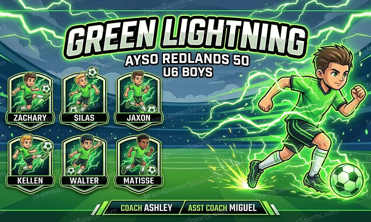Green Lightning soccer team banner created with AI