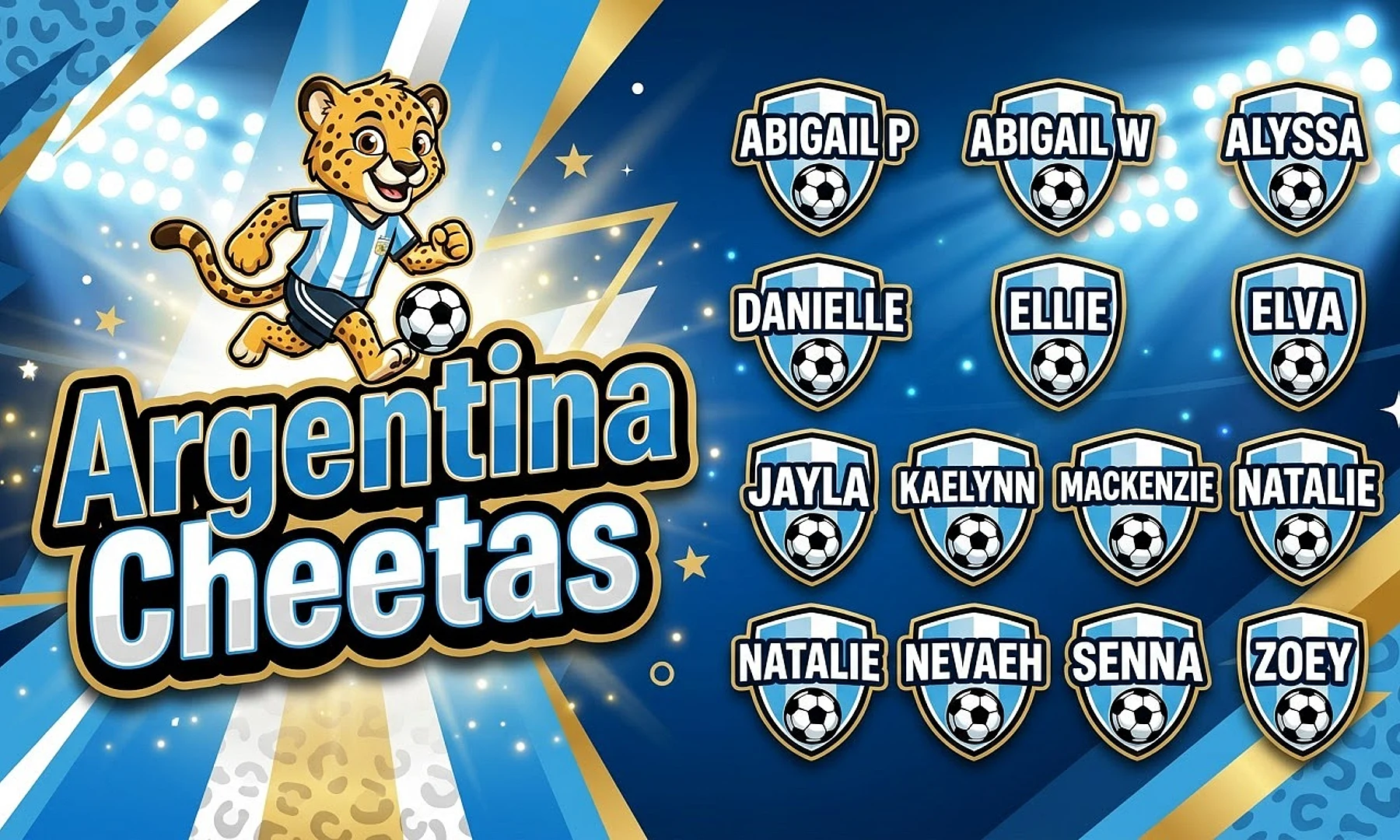 Argentina Cheetas Soccer AI image template