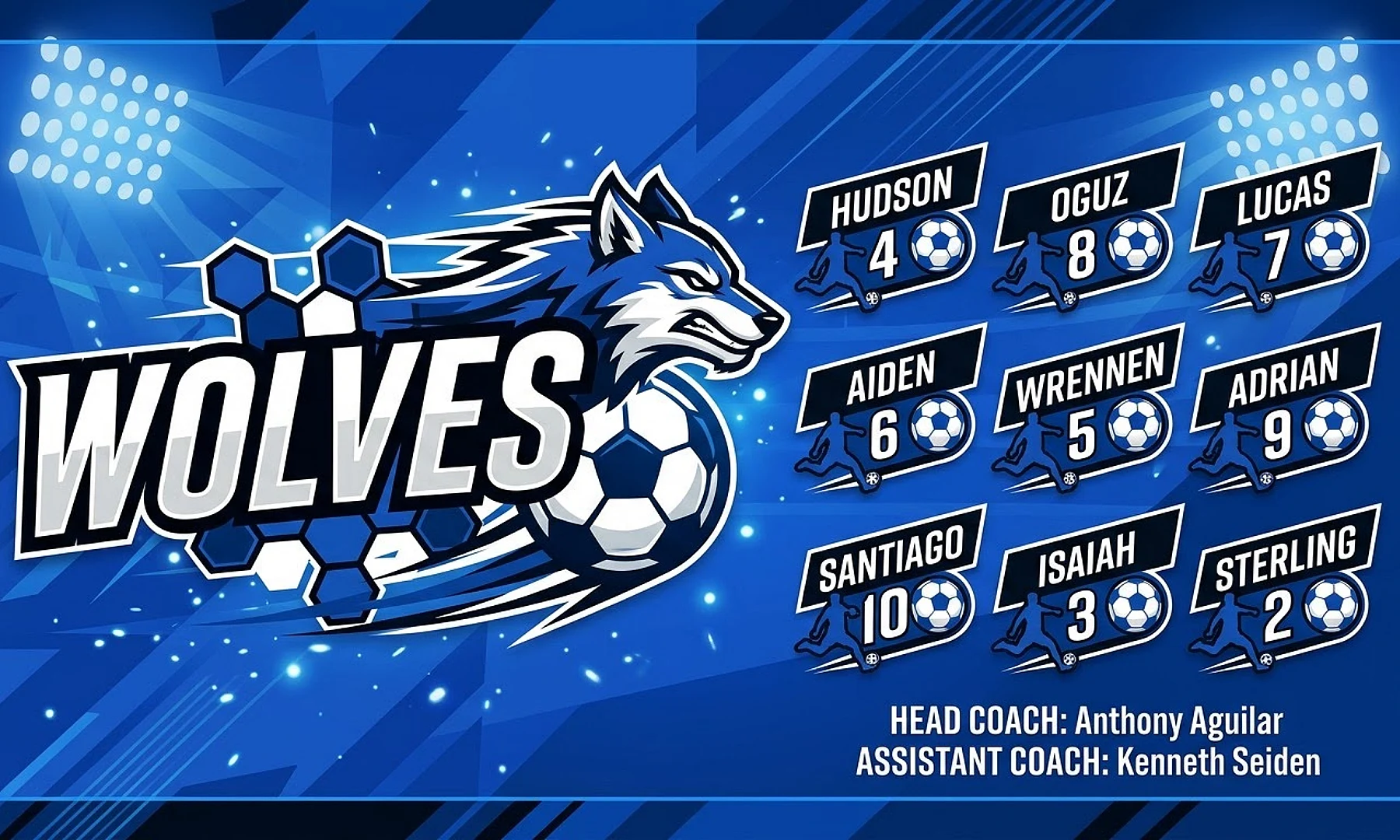 WOLVES soccer team banner created with AI