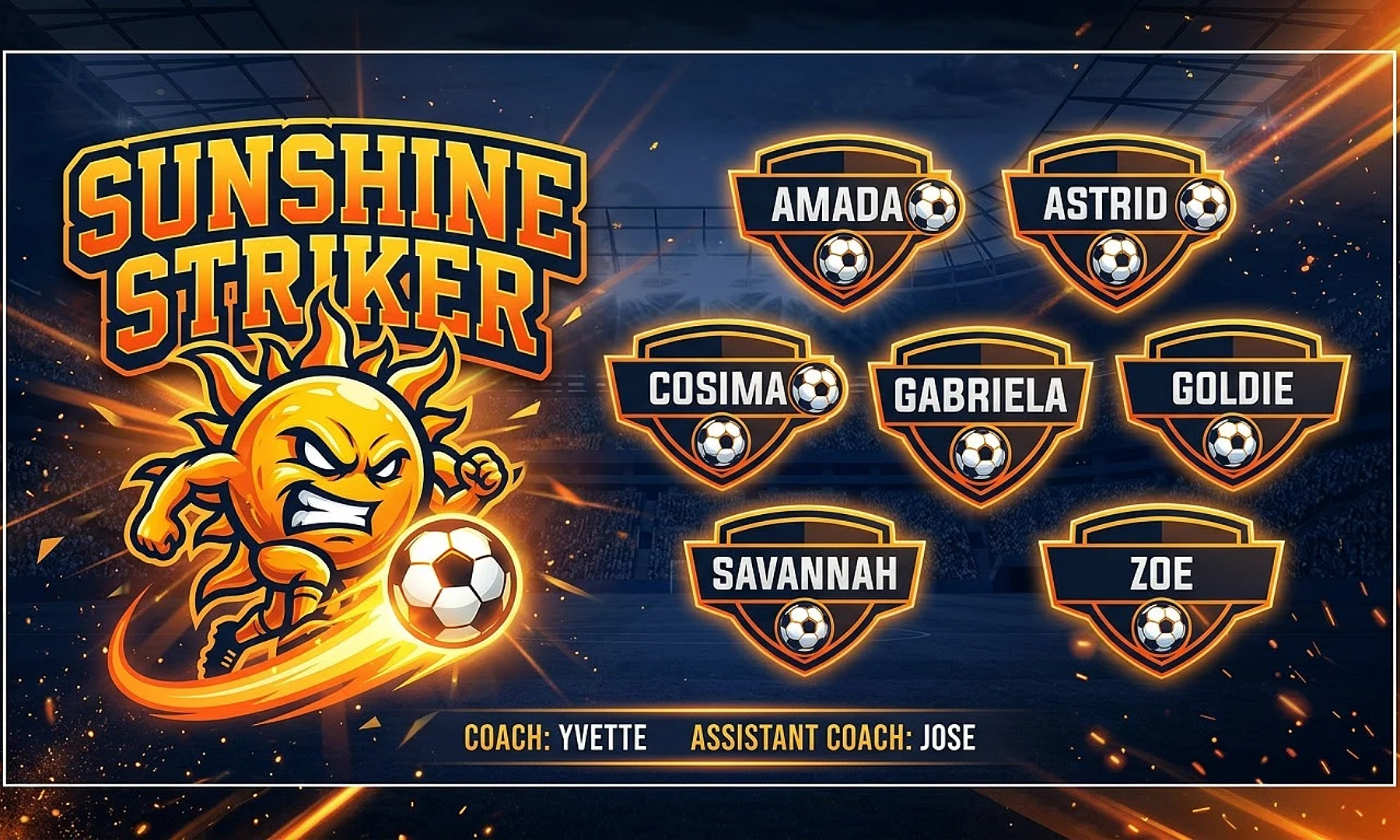 Sunshine striker soccer team banner created with AI