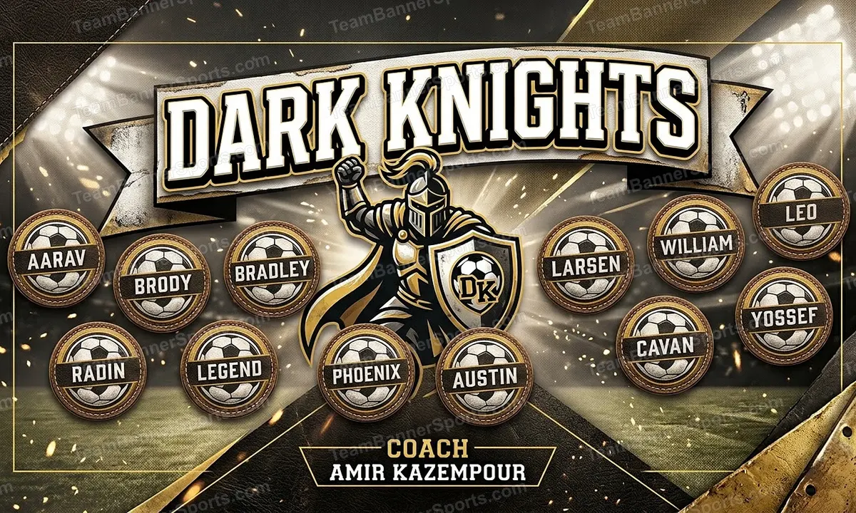 Dark Knights soccer team banner created with AI