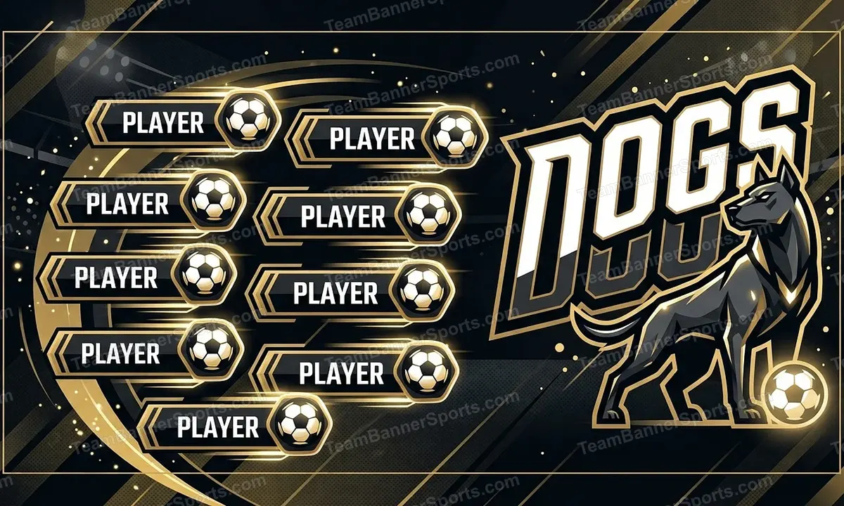 dogs soccer team banner created with AI
