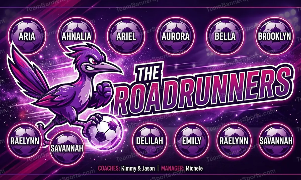 The Roadrunners soccer team banner created with AI