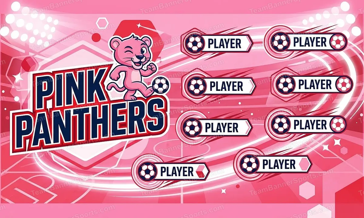 Pink Panthers soccer team banner created with AI