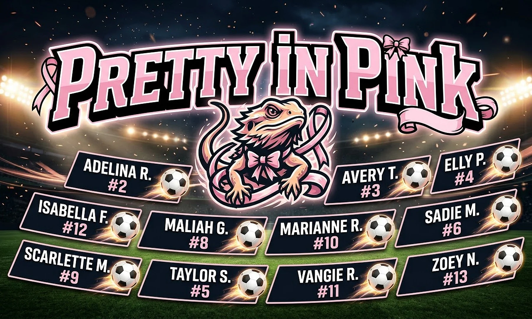 Pretty in Pink soccer team banner created with AI