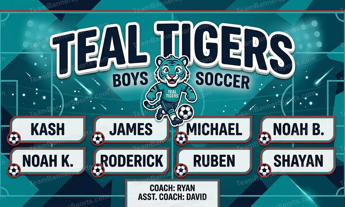 Teal Tigers soccer team banner created with AI