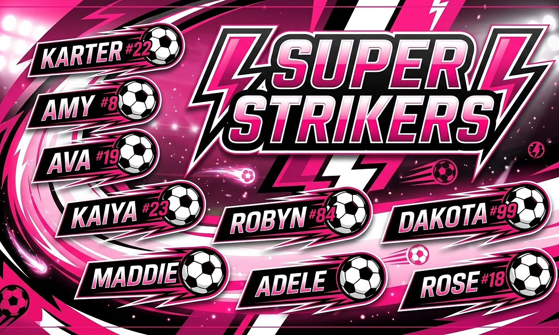 Super Strikers soccer team banner created with AI