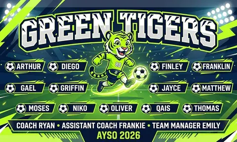 Green Tigers Soccer AI image template