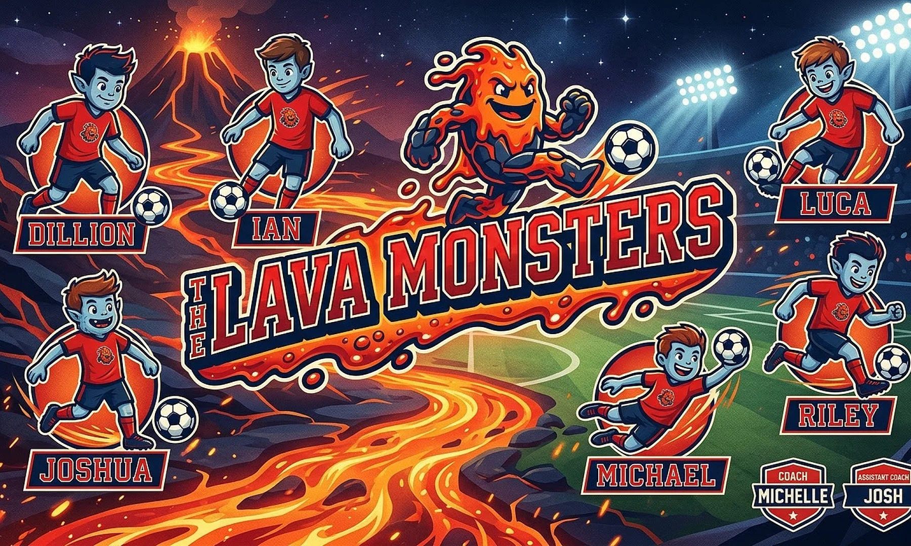The Lava Monsters soccer team banner created with AI