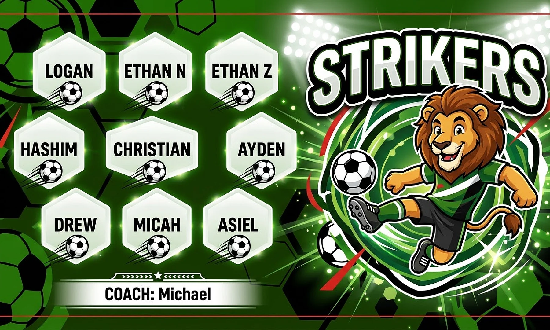 Strikers soccer team banner created with AI