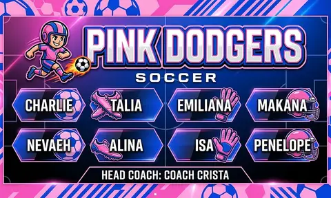 Pink Dodgers Soccer AI image template