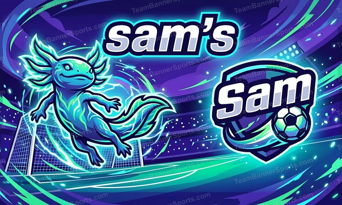 sam's soccer team banner created with AI