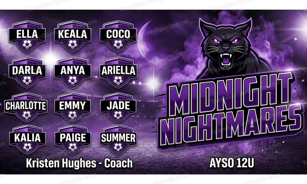 Midnight Nightmares soccer team banner created with AI