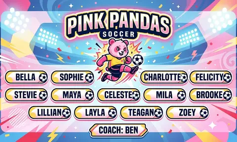 Pink Pandas Soccer AI image template