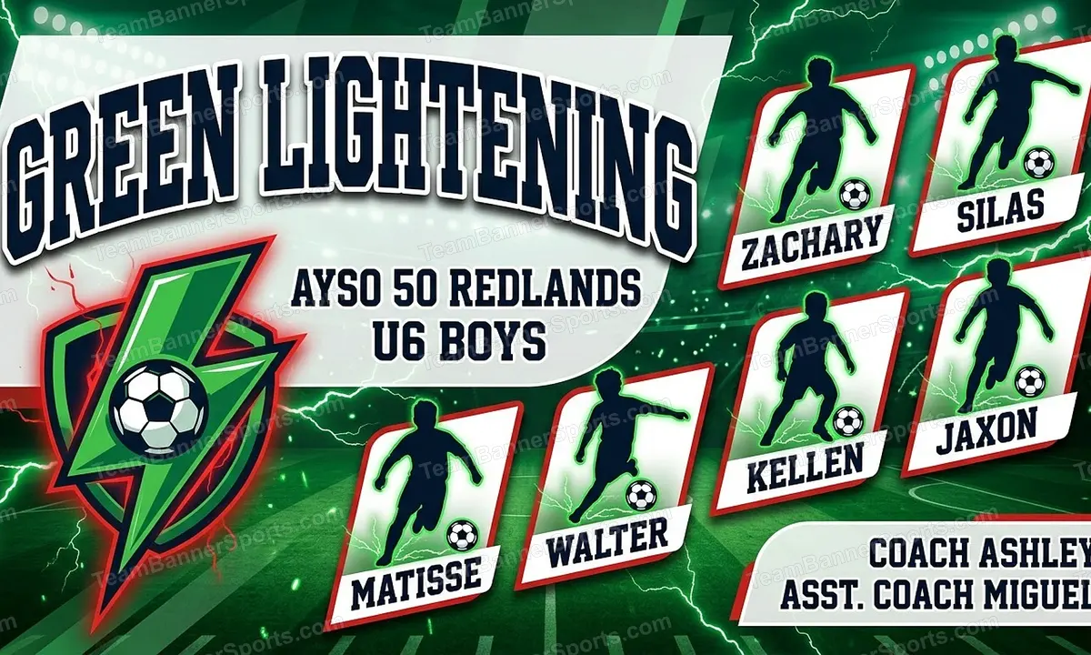 Green Lightening soccer team banner created with AI
