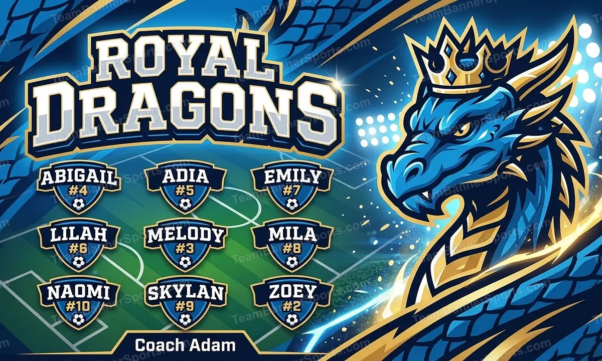 Royal Dragons soccer team banner created with AI