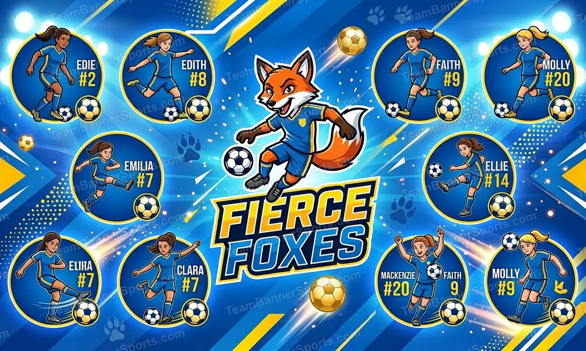 Fierce Foxes soccer team banner created with AI