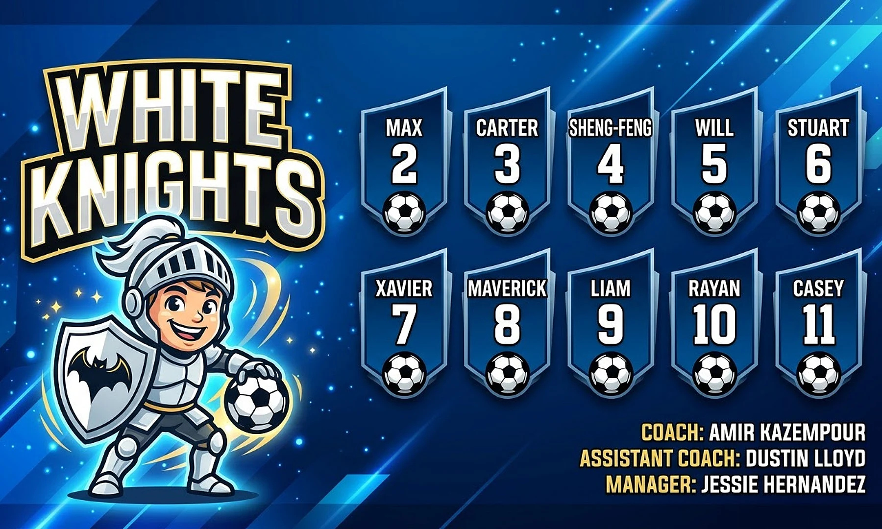 White Knights soccer team banner created with AI