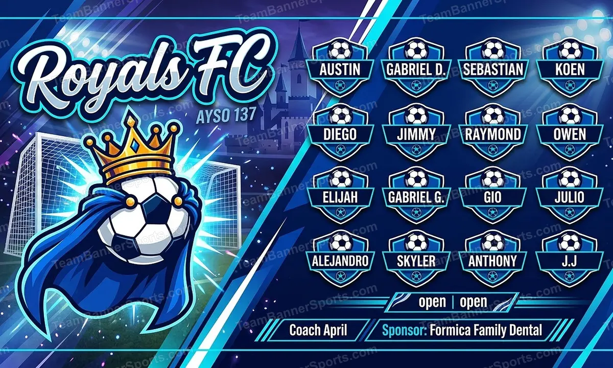 Royals FC soccer team banner created with AI