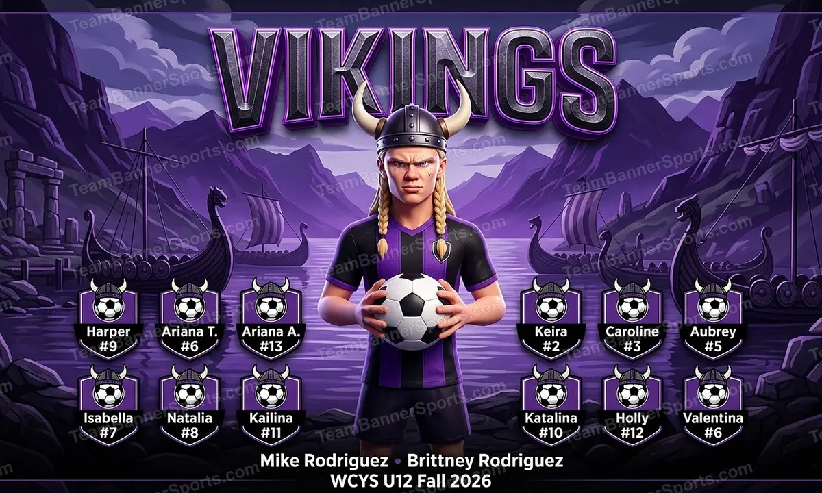Vikings soccer team banner created with AI