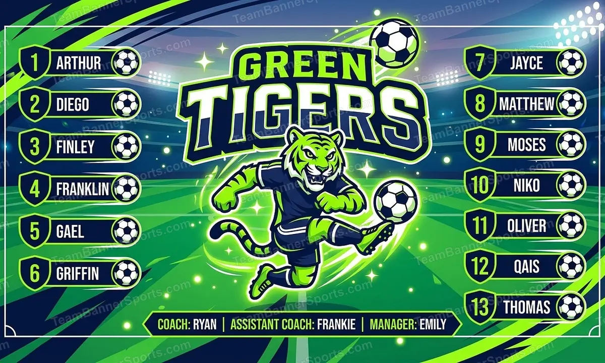 Green Tigers soccer team banner created with AI