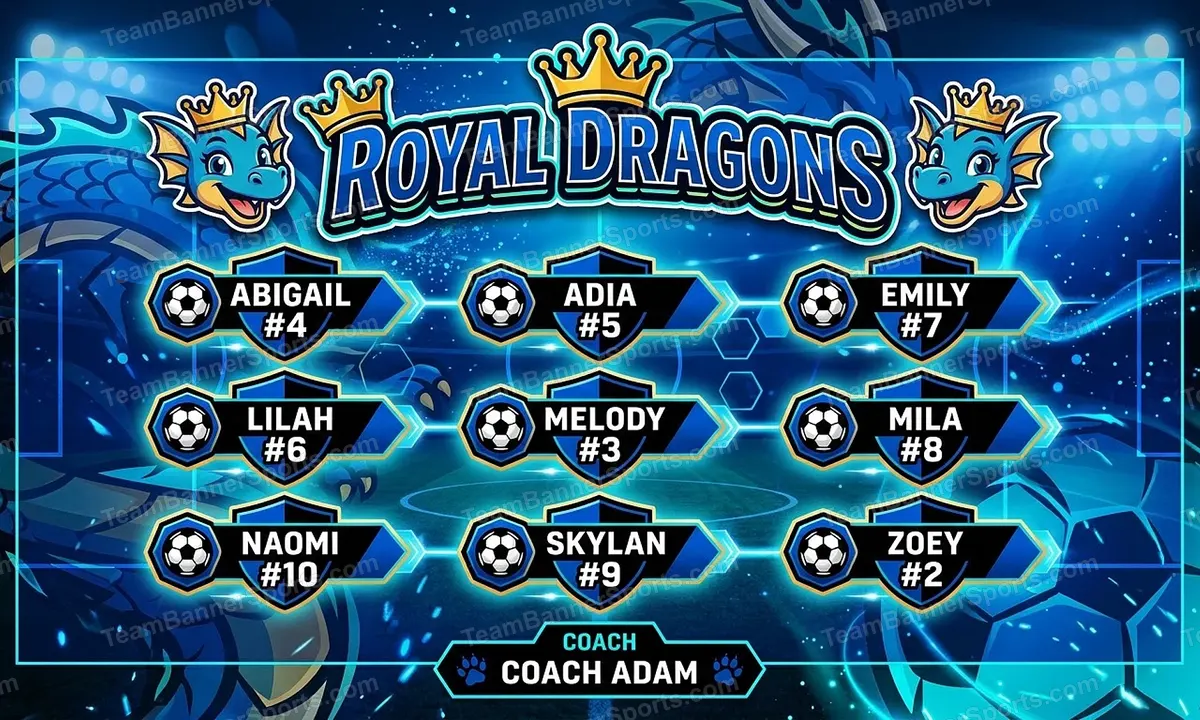Royal Dragons soccer team banner created with AI