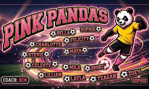 Pink Pandas Soccer AI image template