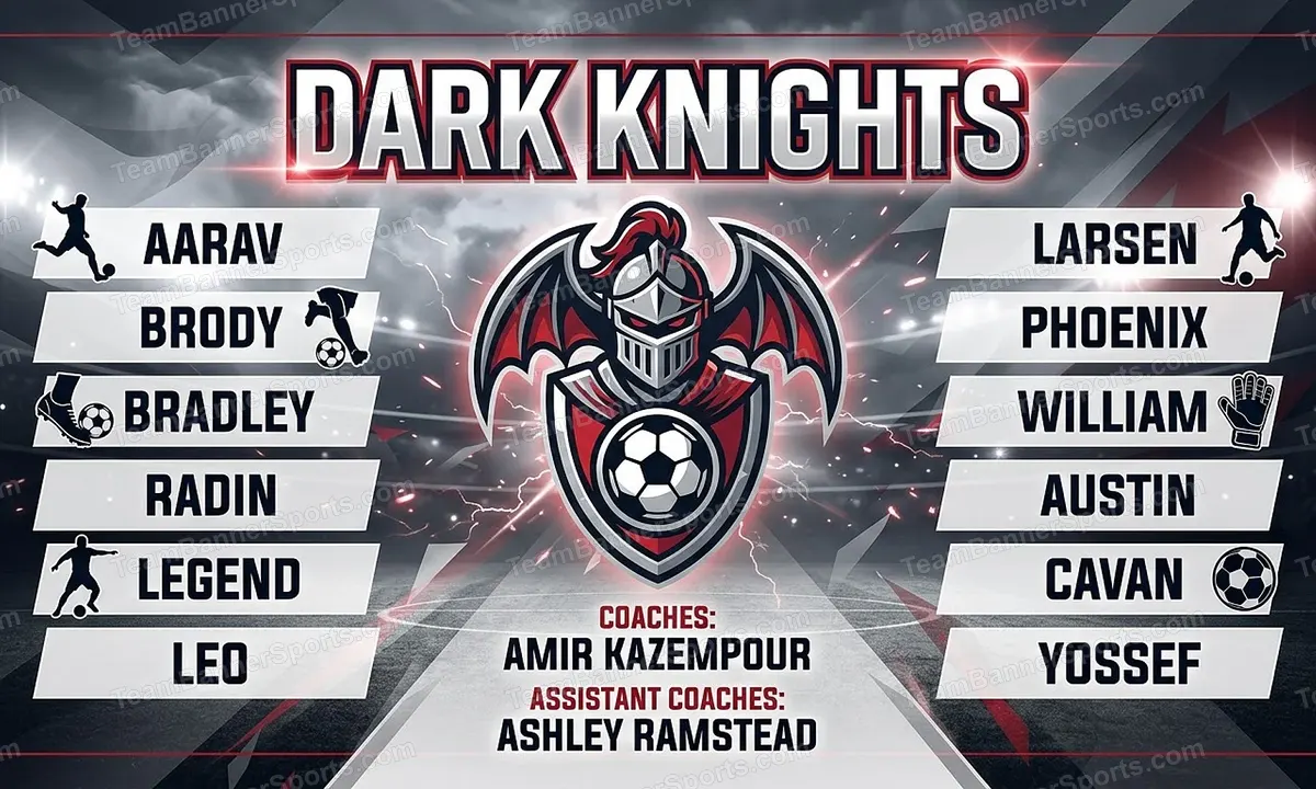 Dark Knights soccer team banner created with AI