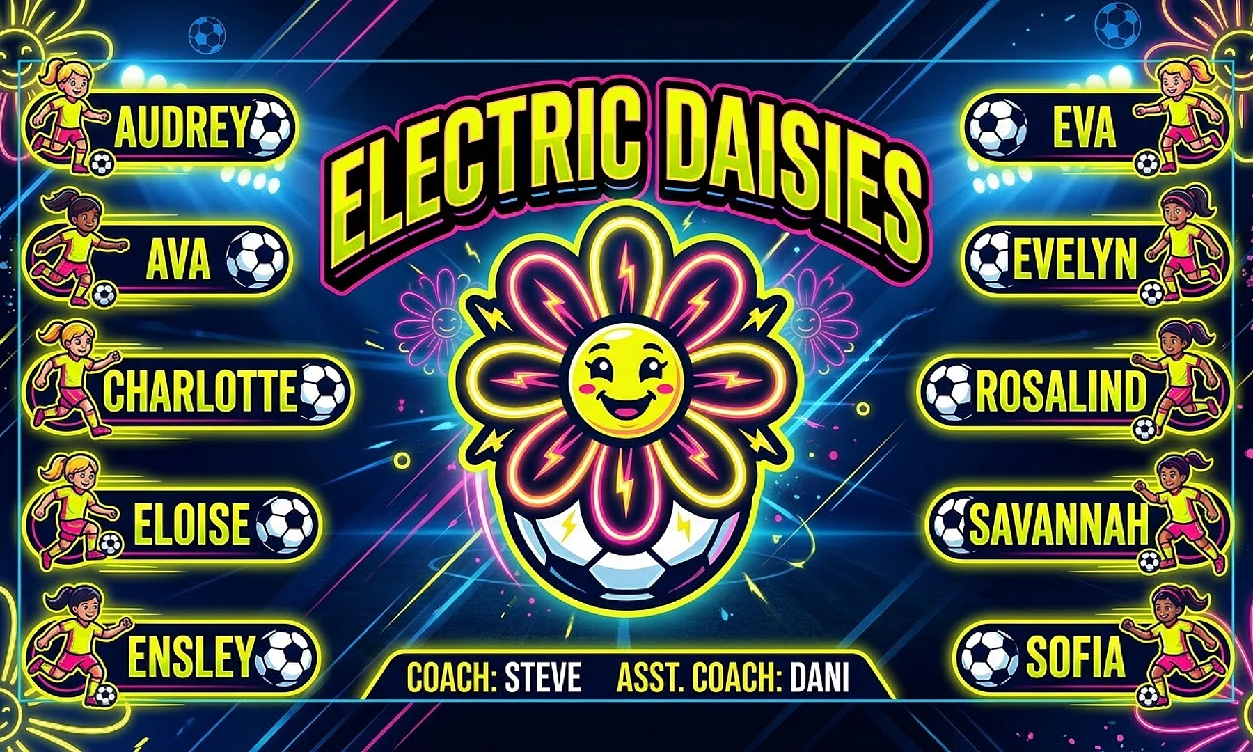 electric Daisies Soccer AI image template