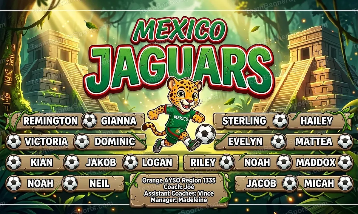 Mexico Jaguars soccer team banner created with AI
