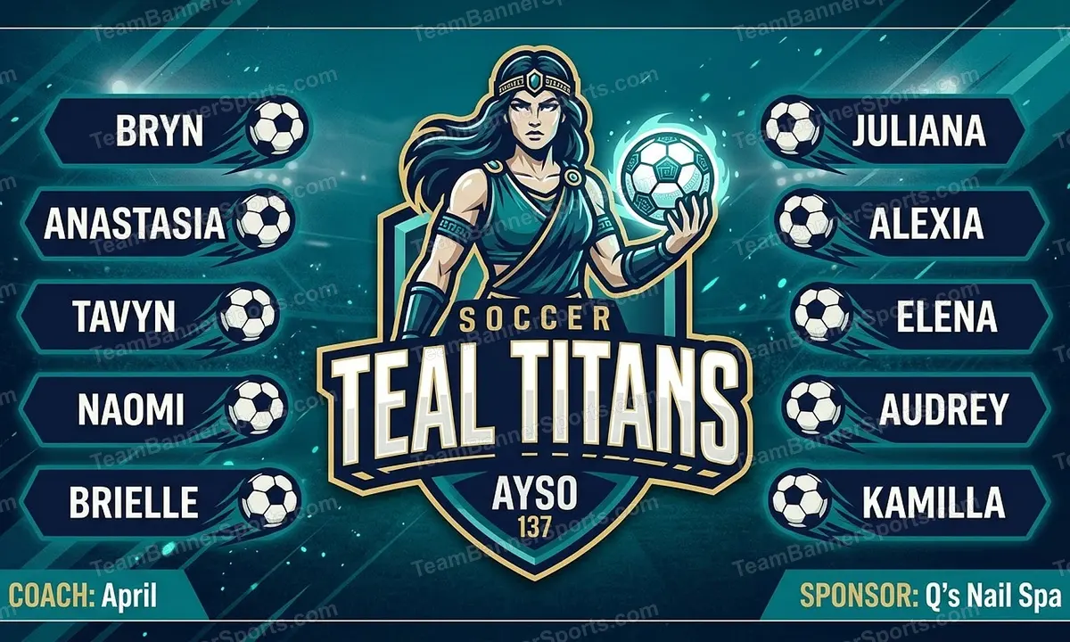 Teal Titans soccer team banner created with AI
