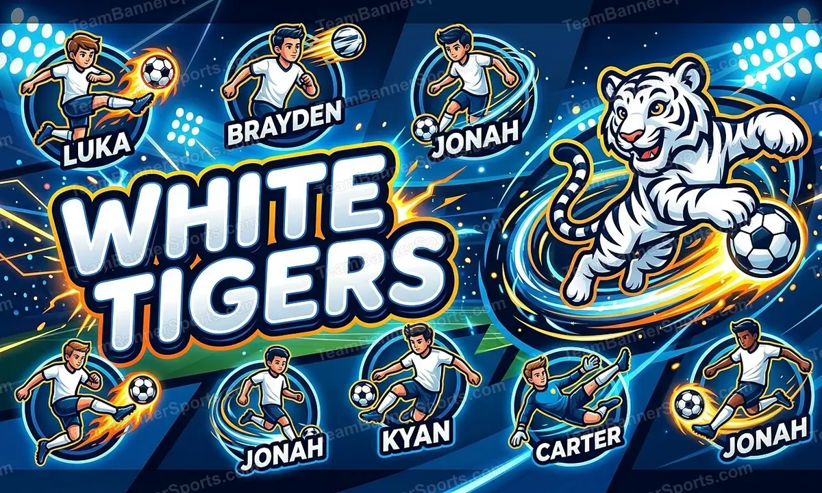 White Tigers soccer team banner created with AI