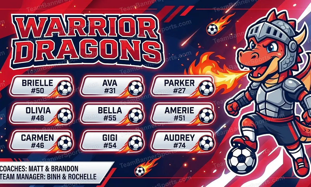 Warrior Dragons soccer team banner created with AI