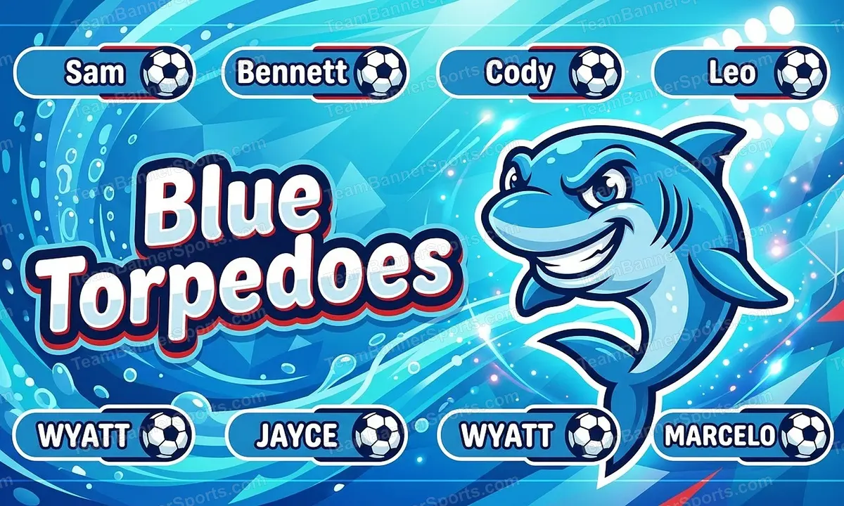 Blue Torpedoes soccer team banner created with AI