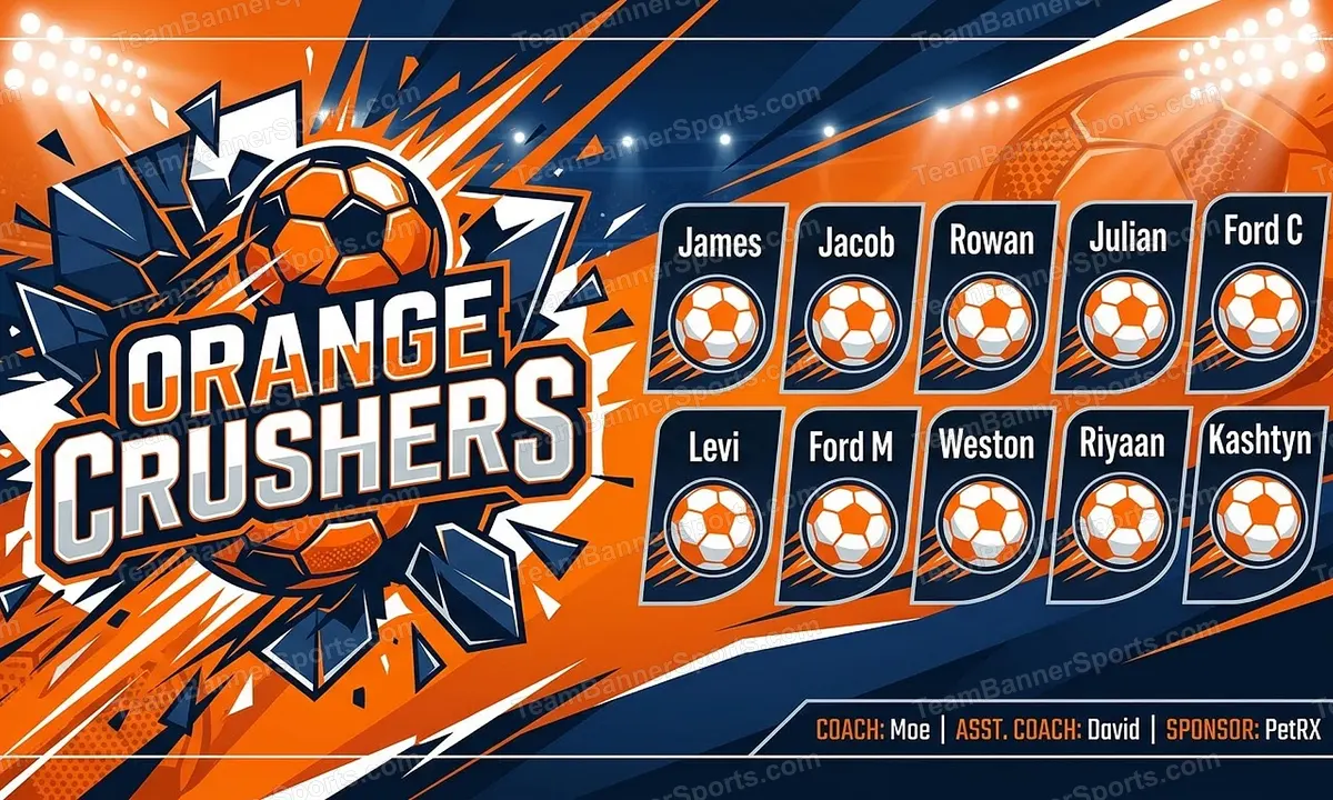 Orange Crushers soccer team banner created with AI