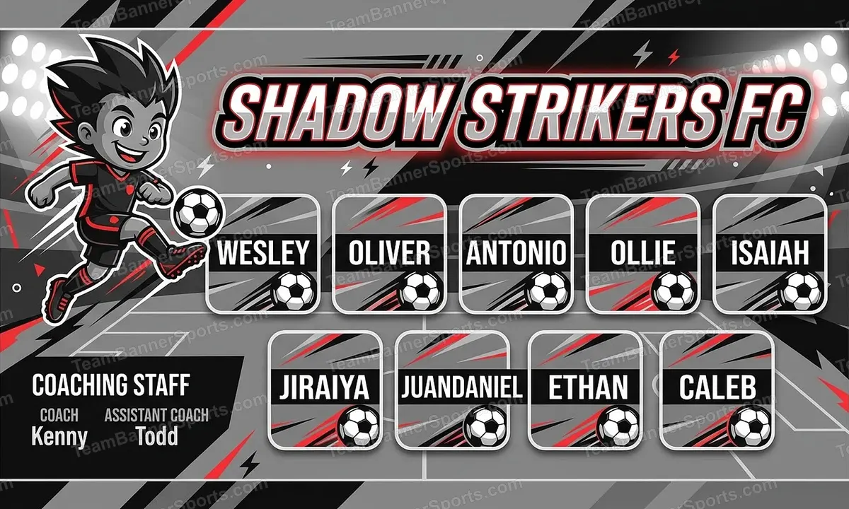 Shadow Strikers FC soccer team banner created with AI