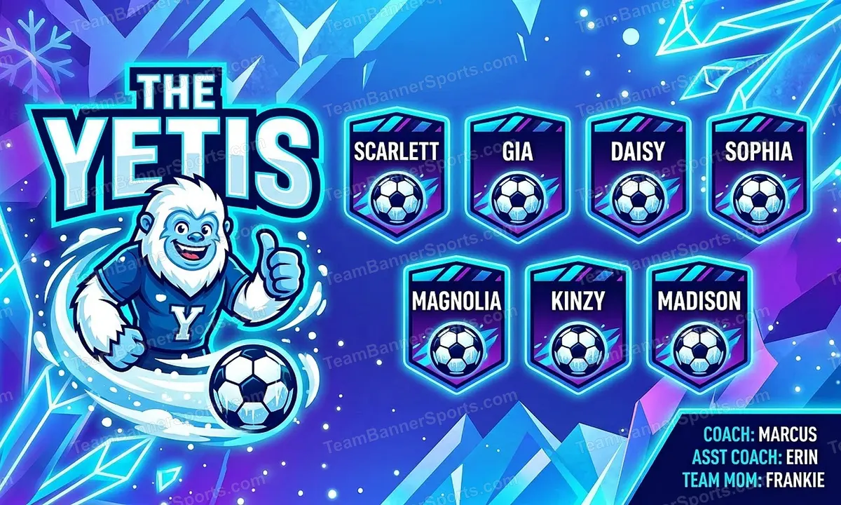 The Yetis soccer team banner created with AI