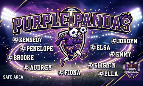 Purple pandas Soccer AI image template