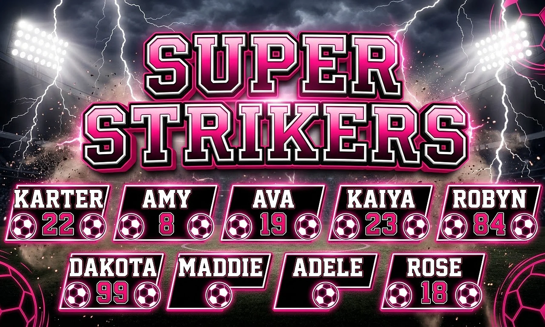Super Strikers soccer team banner created with AI