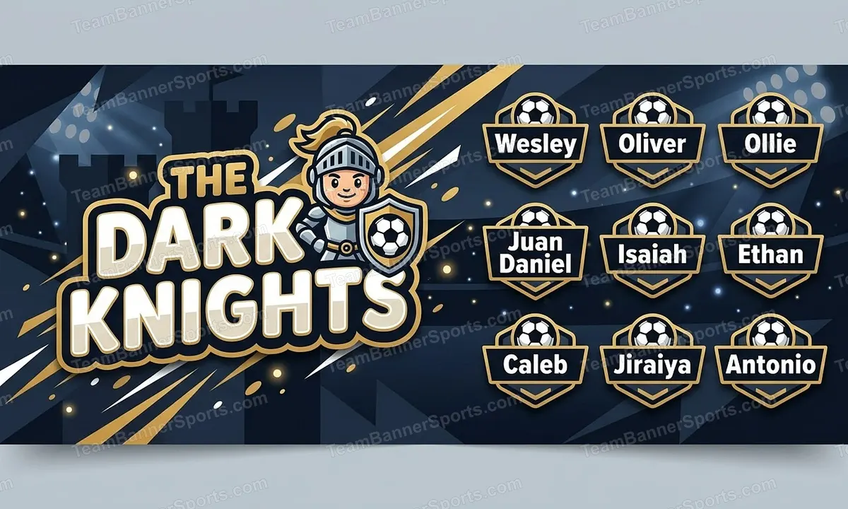 The Dark Knights soccer team banner created with AI