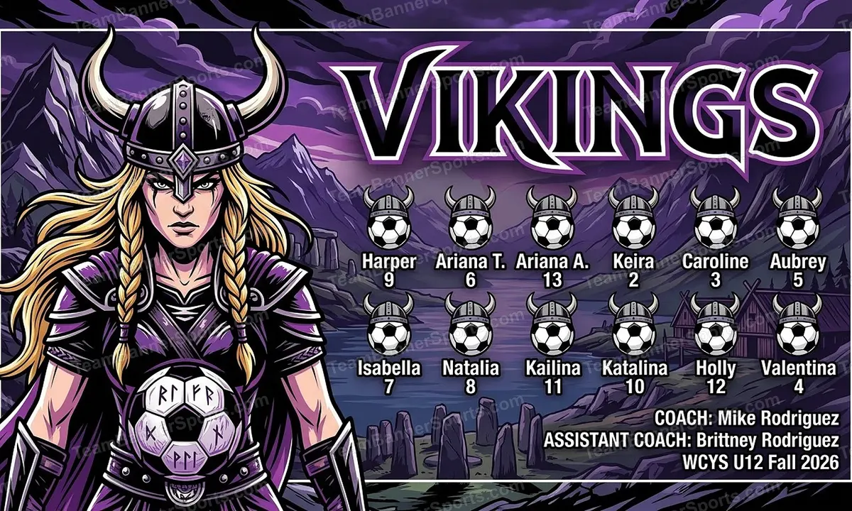 Vikings soccer team banner created with AI