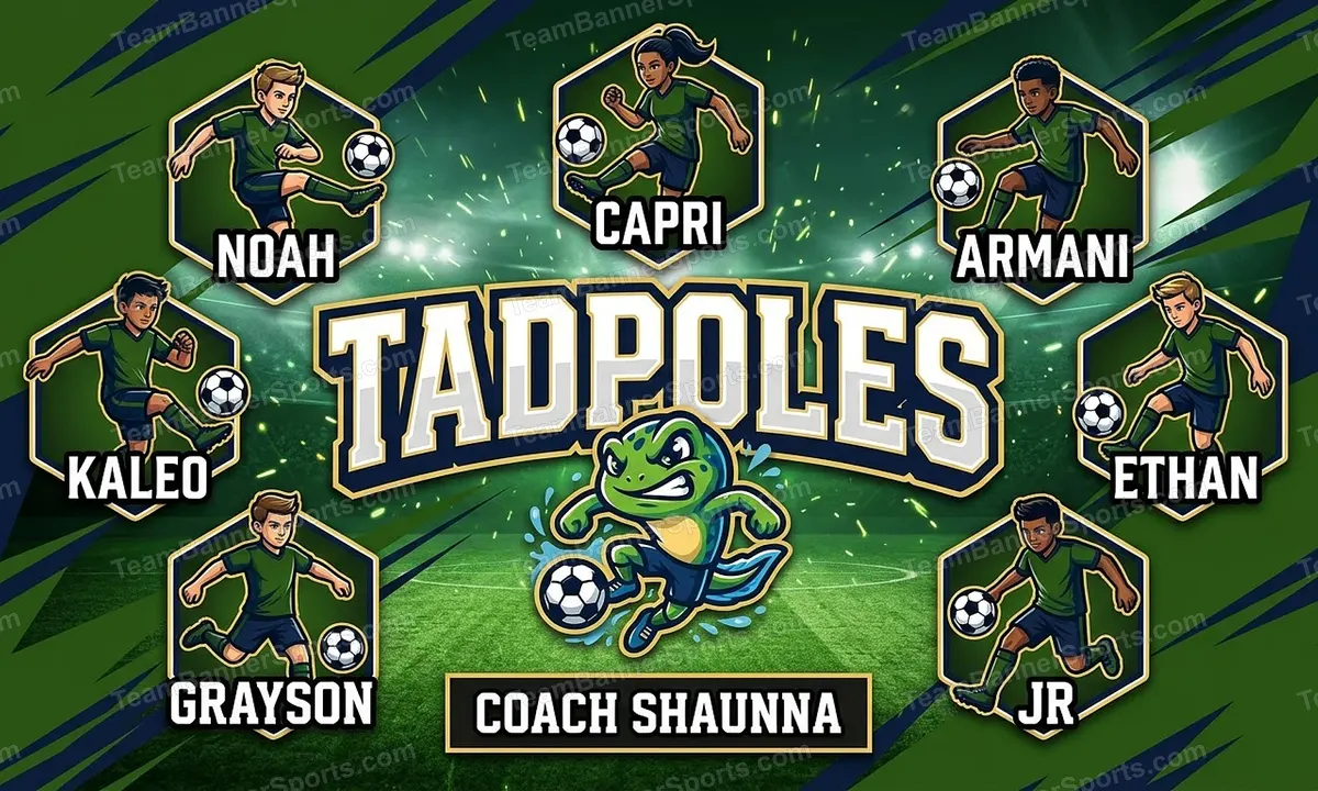 Tadpoles soccer team banner created with AI