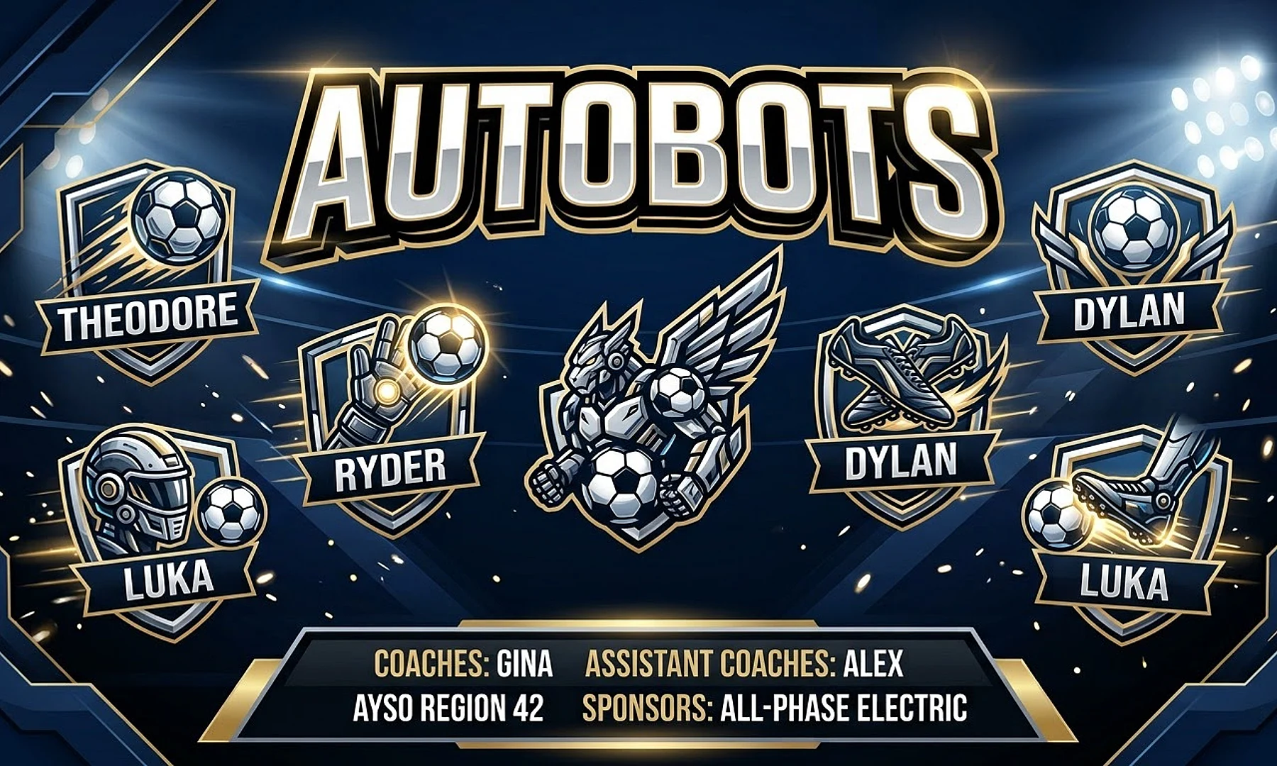 Autobots soccer team banner created with AI