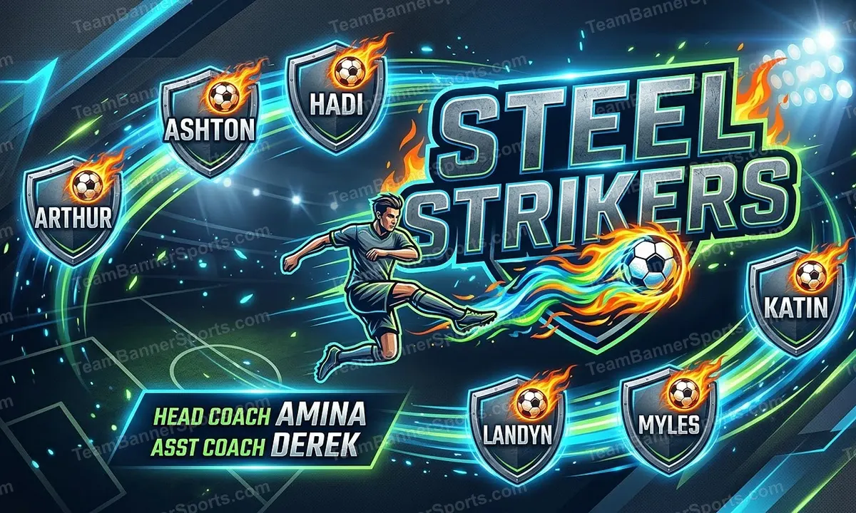 Steel Strikers soccer team banner created with AI